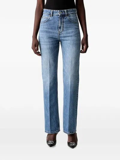 Victoria Beckham Pressed-crease Straight-leg Jeans In Blue