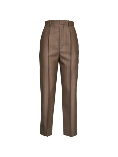 Victoria Beckham Pressed-crease Tailored Trousers In Brown