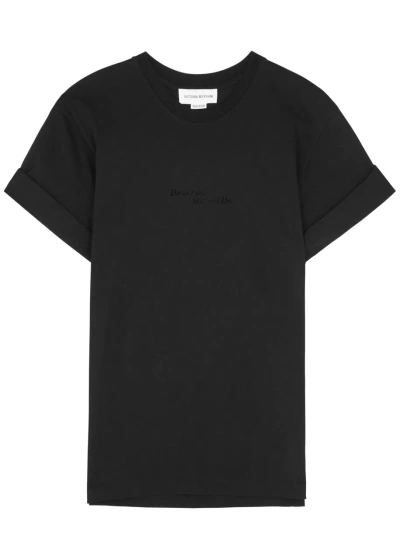 Victoria Beckham Printed Cotton T-shirt In Black