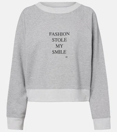 Victoria Beckham Printed Cotton-blend Jersey Sweatshirt In Gray