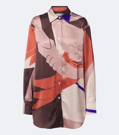 Victoria Beckham Printed Crêpe Satin Shirt In Multi