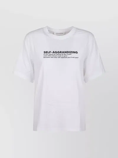 Victoria Beckham Printed Crew-neck Graphic Half-sleeved T-shirt In White