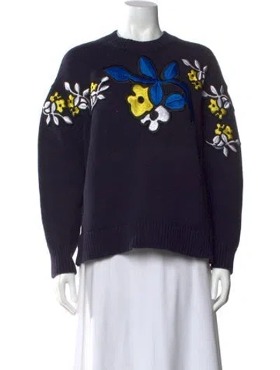 Pre-owned Victoria Beckham Printed Crew Neck Sweater In Blue