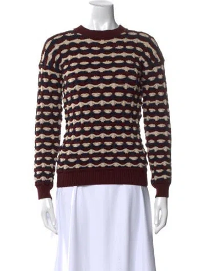 Pre-owned Victoria Beckham Printed Crew Neck Sweater In Burgundy