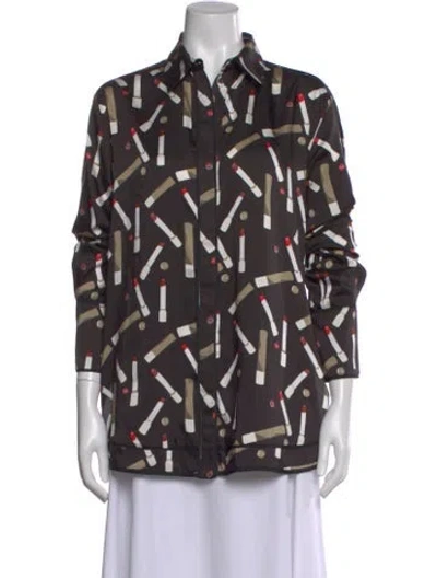 Pre-owned Victoria Beckham Printed Crew Neck T-shirt In Black