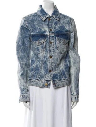 Pre-owned Victoria Beckham Printed Denim Jacket In Blue