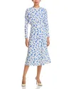 Victoria Beckham Printed Dolman Sleeve Midi Dress - Exclusive In Blue
