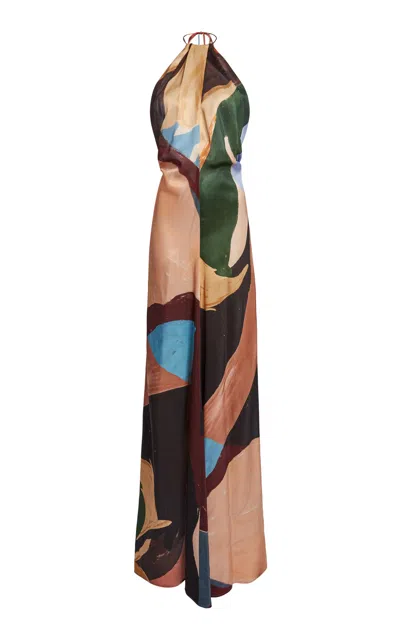 Victoria Beckham Printed Halter Neck Maxi Dress In Multi
