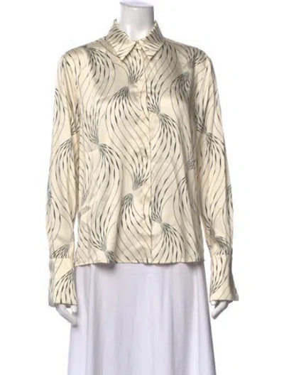 Pre-owned Victoria Beckham Printed Long Sleeve Blouse In Neutral