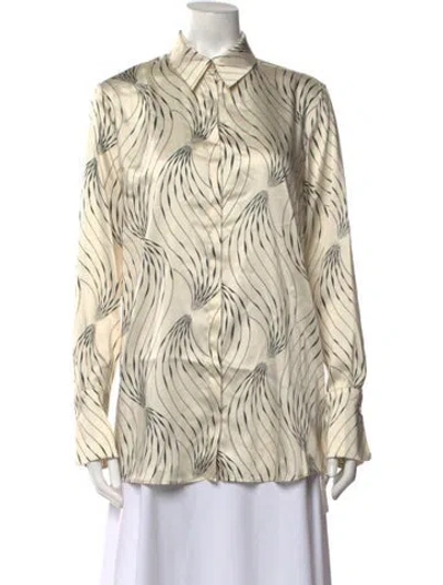Pre-owned Victoria Beckham Printed Long Sleeve Blouse In Neutrals