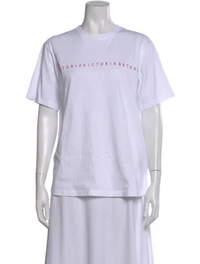 Pre-owned Victoria Beckham Printed Long Sleeve Button-up Top In White