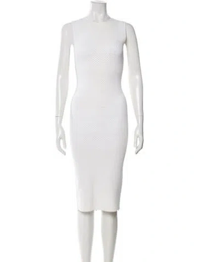 Pre-owned Victoria Beckham Printed Midi Length Dress In White