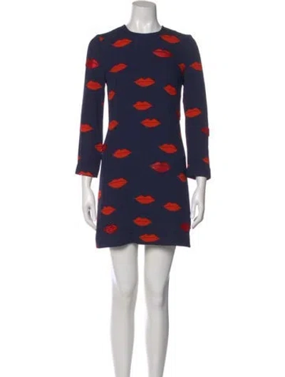 Pre-owned Victoria Beckham Printed Mini Dress In Blue