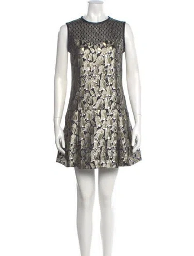 Pre-owned Victoria Beckham Printed Mini Dress In Gold