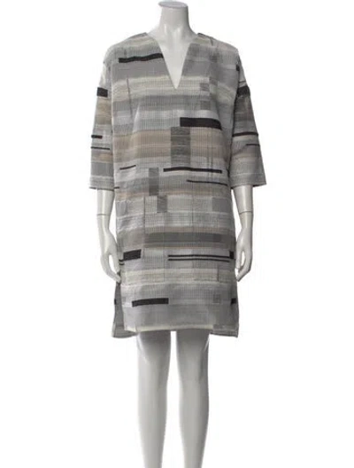 Pre-owned Victoria Beckham Printed Mini Dress In Gray