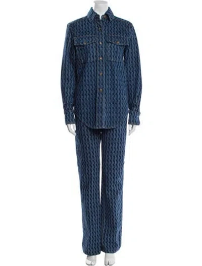 Pre-owned Victoria Beckham Printed Pant Set In Blue