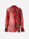 Victoria Beckham Printed Silk Blouse In Red