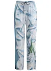 Victoria Beckham Womens Satin Flowers Ice Blue Abstract-print Two-slip-pockets Straight-leg Mid-rise Silk Trousers In Blue