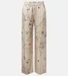 Victoria Beckham Printed Silk Satin Pajama Pants In Neutral