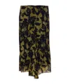 Victoria Beckham Floral Pattern Asymmetric Hem Midi Skirt In Black
