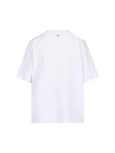 Victoria Beckham White Crewneck T-shirt With Slogan Print On The Front In Cotton Woman