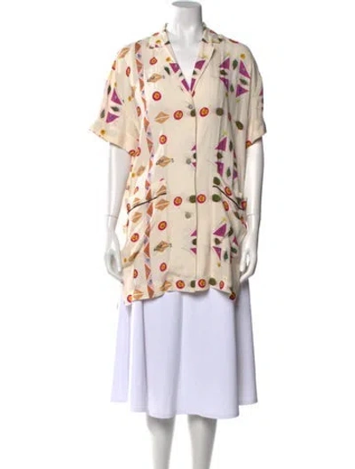 Pre-owned Victoria Beckham Printed V-neck Tunic In Neutral