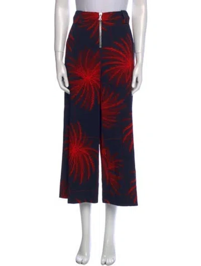 Pre-owned Victoria Beckham Printed Wide Leg Pants In Red