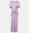 Victoria Beckham Gathered V-neck Midi Dress In Purple