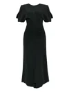 Victoria Beckham Waist Gathered Midi Dress With Ruched Detailing