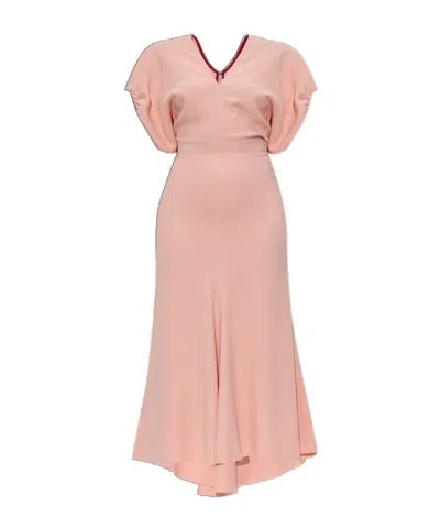 VICTORIA BECKHAM PUFF-SLEEVED MIDI DRESS