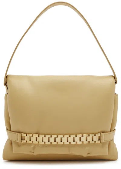 Victoria Beckham Puffy Chain Leather Pouch In Sand