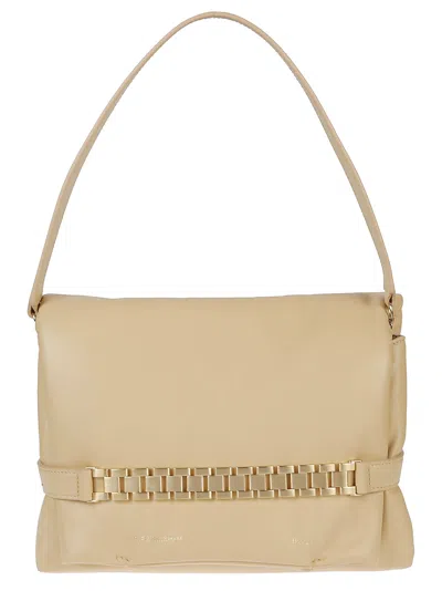 Victoria Beckham Puffy Chain Pouch Bag In Sesame