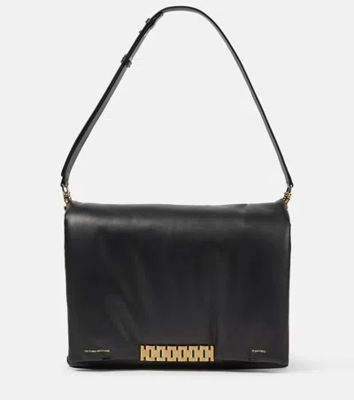 Victoria Beckham Puffy Jumbo Chain Leather Shoulder Bag In Black