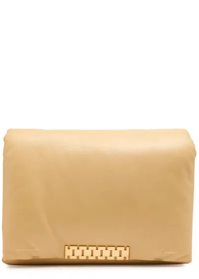 Victoria Beckham Puffy Jumbo Chain Leather Shoulder Bag In Neutral