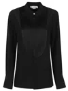Victoria Beckham Pure Silk Blouse With Mandarin Collar In Black