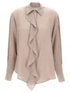 Victoria Beckham Purple Asymmetric Ruffle Blouse