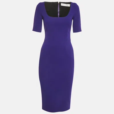 Pre-owned Victoria Beckham Purple Crepe Sheath Midi Dress S