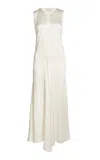 Victoria Beckham Racer-back Satin Maxi Dress In Ivory