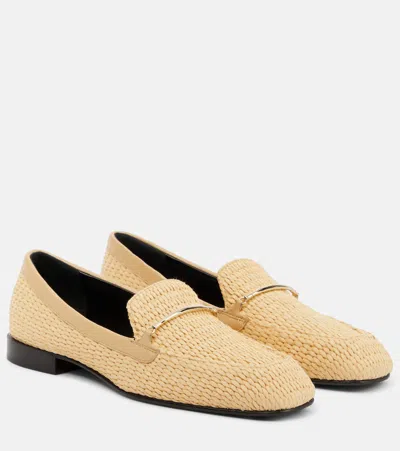 Victoria Beckham Raffia And Leather Loafers In Beige