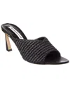 Victoria Beckham Raffia & Leather Sandal In Black