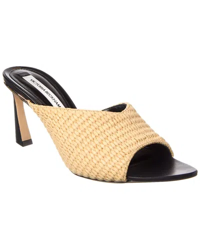 Victoria Beckham Raffia & Leather Sandal In Brown