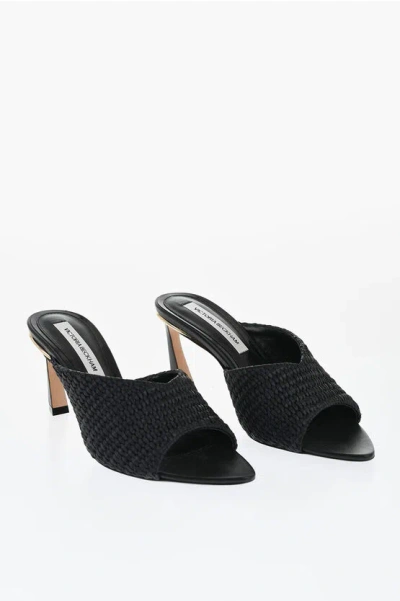 VICTORIA BECKHAM RAFFIA AVON MULES WITH GOLDEN DETAIL 7,5CM