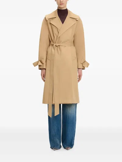 Victoria Beckham Raglan Belted Trench Coat In Beige