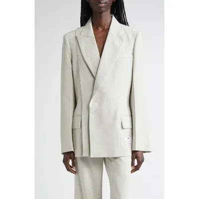 Victoria Beckham Raw Seam Wool Blend Blazer In White