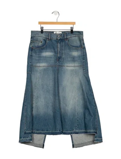 Pre-owned Victoria Beckham Raw-edge Trim Long Skirt In Blue