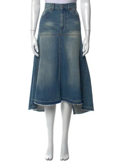 Pre-owned Victoria Beckham Raw-edge Trim Midi Length Skirt In Blue