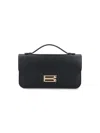 Victoria Beckham Rectangular Black Leather Handbag With Gold-tone Logo In Black