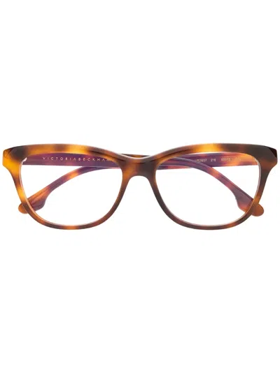 Victoria Beckham Rectangular Tortoiseshell Glasses In Brown