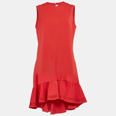 Pre-owned Victoria Beckham Red Lightweight Stretch Knit Flounce Dress L