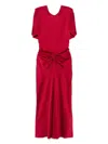 Victoria Beckham Red Midi Dress  With Ruffled Detail In Red